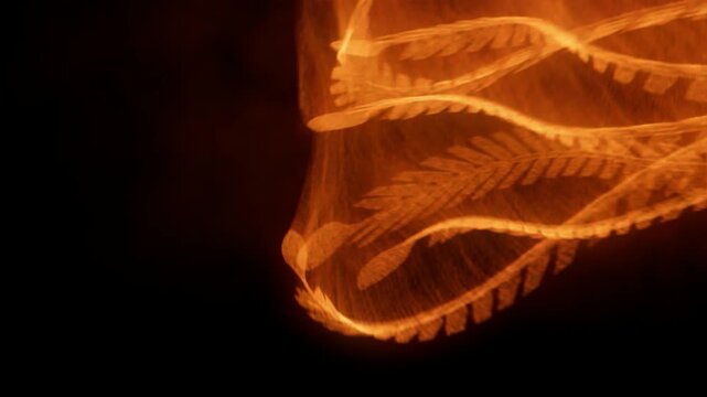 Firebird in flight with glowing flames