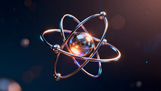 atom model with orbiting electrons