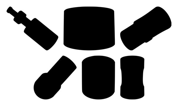 Socket set with black silhouette on white background featuring electrical, plug, outlet with icon, logo, and tech design