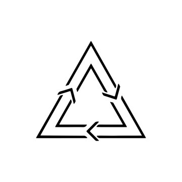 Triangular loop with directional arrowheads minimal design Vector illustration