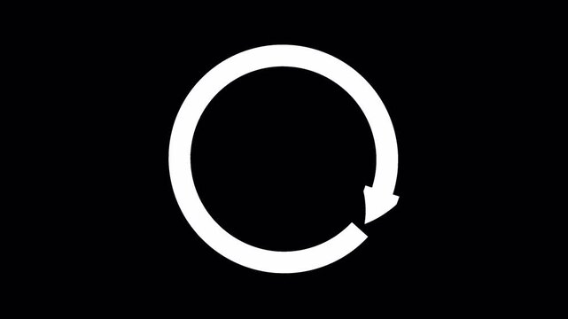 White circle arrow refresh and reload icon animation with loading progress. Loading icon. Minimalist circular progress bar and spinner loop