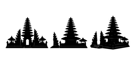 Obraz premium Minimalist Silhouette of Traditional Balinese Temple Pura