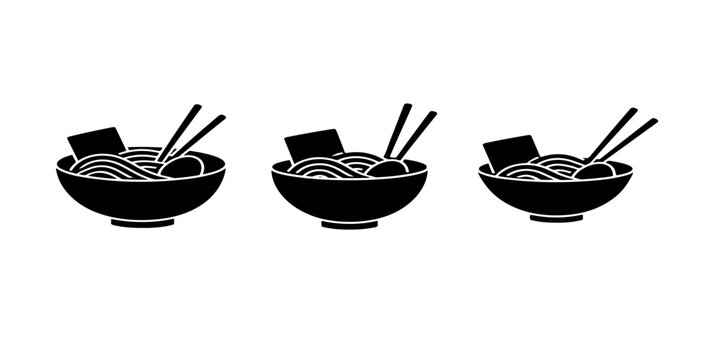 Simple Culinary Silhouette of Ramen Noodles and Soup