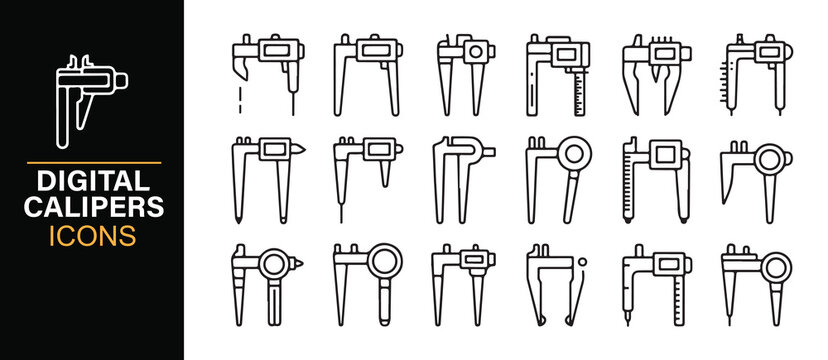 Precision Measuring Tool Outline Vector Pack