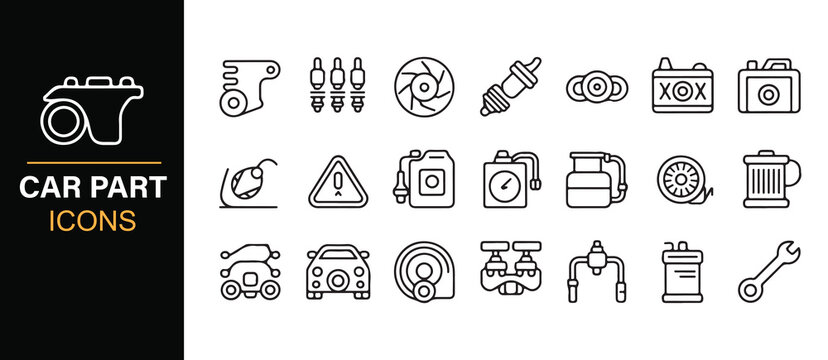 Monochrome Vehicle Parts and Equipment Icons