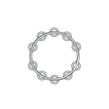 Simple black and white line drawing of a tambourine musical instrument.
