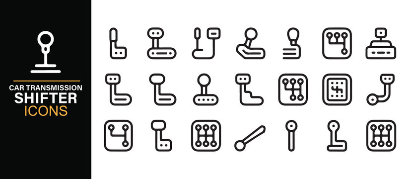 Automatic Transmission Shifter Vector Icon Set