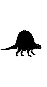 Black silhouette of a Dimetrodon prehistoric reptile on a white background.