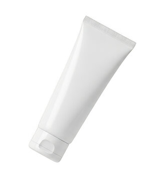 Empty white sunscreen tube on white background minimal product packaging mockup