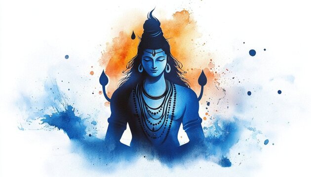 Stunning watercolor silhouette of Lord Shiva perfect for Sawan Shivratri.