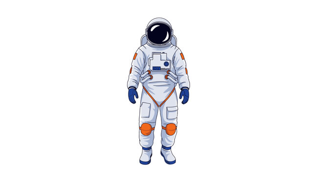 Astronaut in white spacesuit standing.
