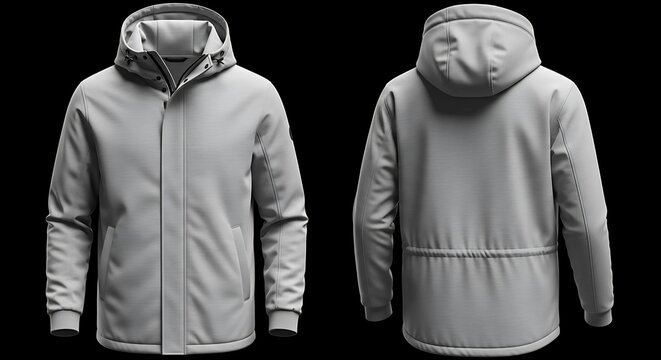 Mockup of a heather gray color men parka hoodie