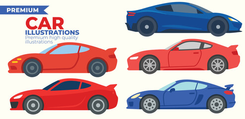 Car Illustration Pack with Urban Vehicles and Transport Elements for Traffic and City Design Projects © MuhammadUmar