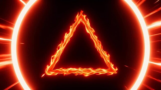 Triangle symbol surrounded by flames