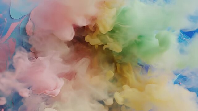 Explosion of Colorful Powder in Slow Motion Against a Blue Background.