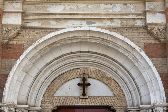 The cross on the outdoor building of the Western Cathedral of the Catholic Diocese of Tianjin