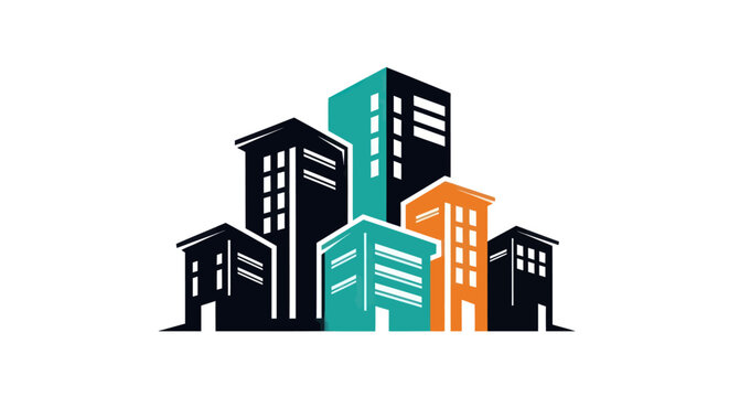 Abstract Modern City Buildings Skyline Graphic