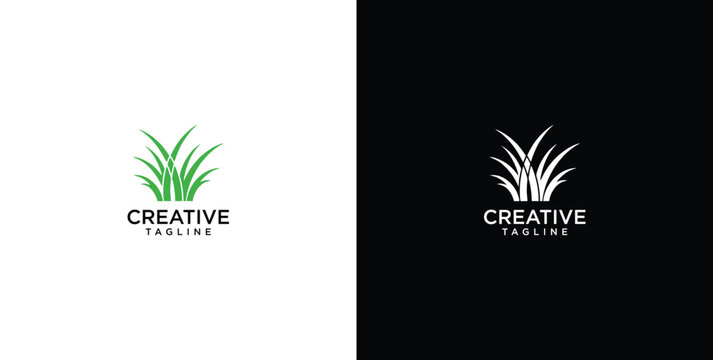 Clean and modern green grass logo design, representing organic growth, freshness, and sustainability for nature-inspired businesses and eco-friendly brands