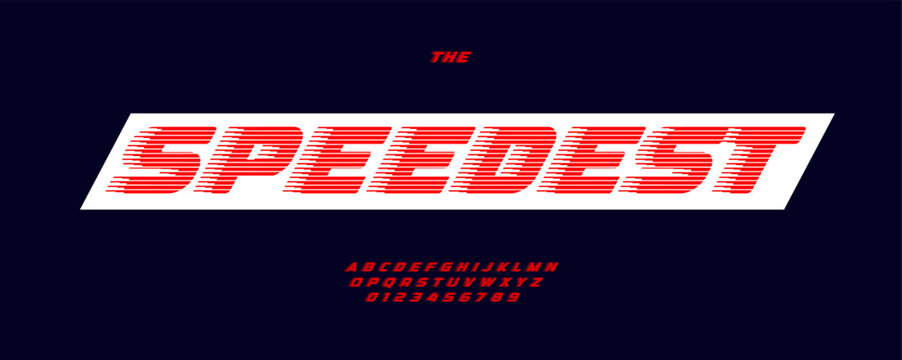 Speed Car Font Logo Dynamic Alphabet Bold Italic Letter Set Automotive Typography, Auto Moto Sport Typographic Design for Race Title, Retro Racing Text, Vintage Old Car Fest Headline. Vector Typeface