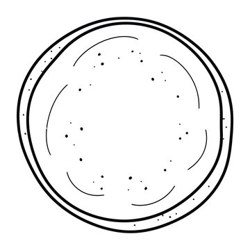 Minimalist circular line art icon depicting a thin sliced vegetable or fruit round for culinary menu design elements