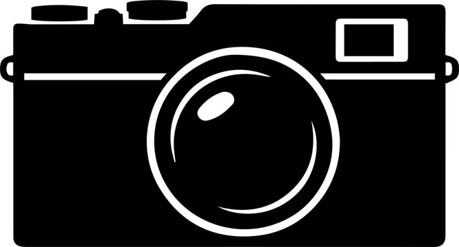 Black camera icon with white outline Vector