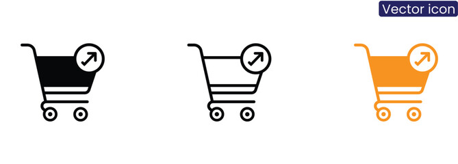 Shopping cart icons with upward arrow on white background for business and e-commerce © graphicsart.one