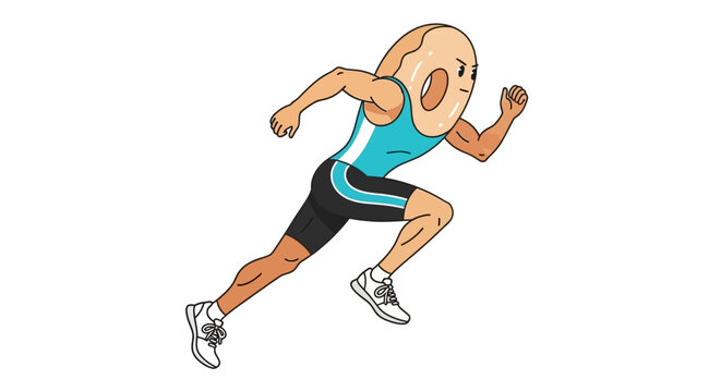 Cartoon Athlete Donut Running Race