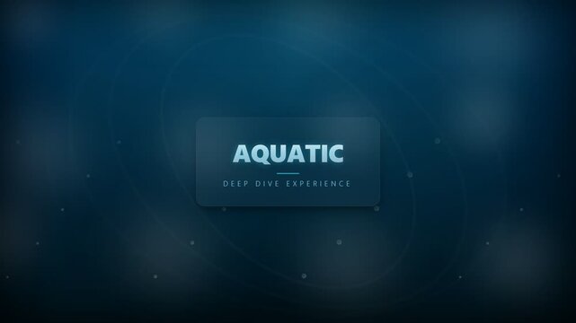 AQUATIC Deep Dive Experience play button graphic with subtle underwater lights and bokeh effect
