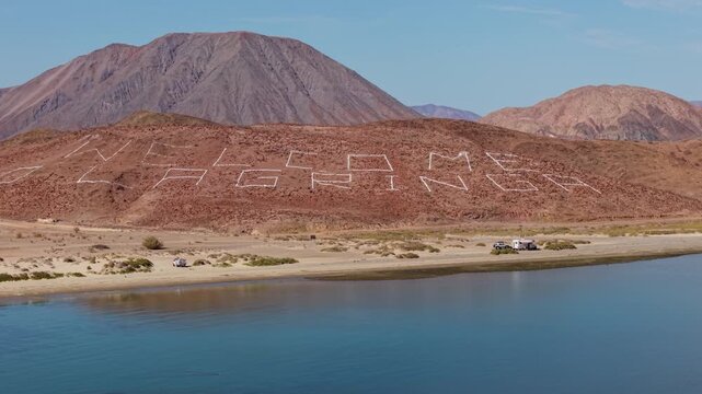 Discover La Gringa area in Bahia De Los Angeles showing campsites and the Sea of Cortez in Baja California, Mexico.