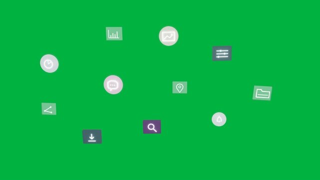 Power appearing UI badges emerging clustering pulsing forming clearing as demo over transparent bg