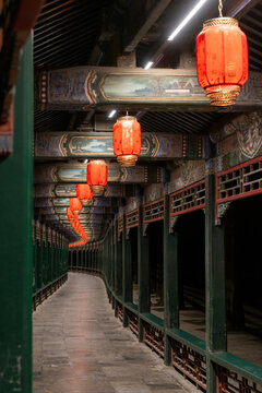 Night view of the Long Corridor of the Summer Palace in Beijing
