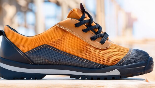 construction site safety shoes with breathable mesh and steel cap
