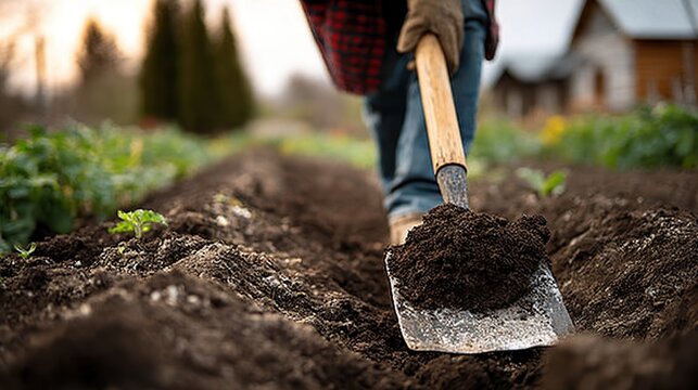 Gardener's diligent work in rich earth