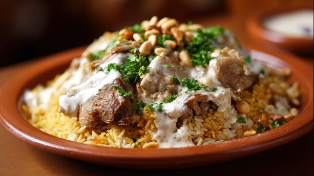 Regal jordanian mansaf with tender lamb