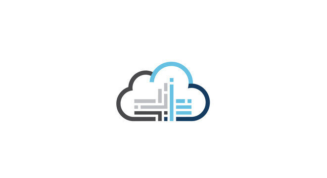 Abstract cloud computing logo with digital technology pattern