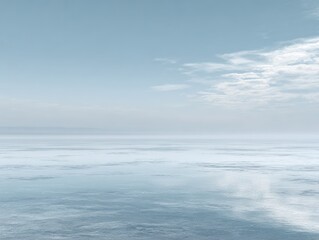 Fototapeta premium Cold Tone Misty Lake Surface, Icy Minimal Summer Design Background