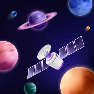 Purple Saturn Fantasy Space Landscape