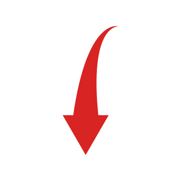 Red downward arrow icon isolated on transparent background