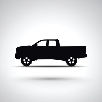 Minimalistische Pickup-Silhouette auf hellem Hintergrund &ndash; modernes Fahrzeugmotiv zu SUV, Nutzfahrzeug, Transport und Automobildesign mit viel copyspace und copy space.