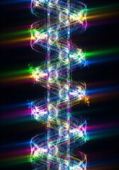Fototapeta premium Abstract Light Pillar with Multiple Color Wavelengths on Dark
