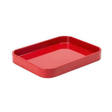Red rectangular plastic container with lid