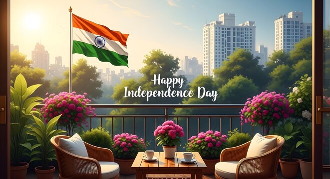 Happy independence day india balcony scene