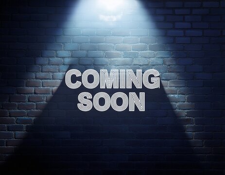 spotlight shining on dark background with coming soon text