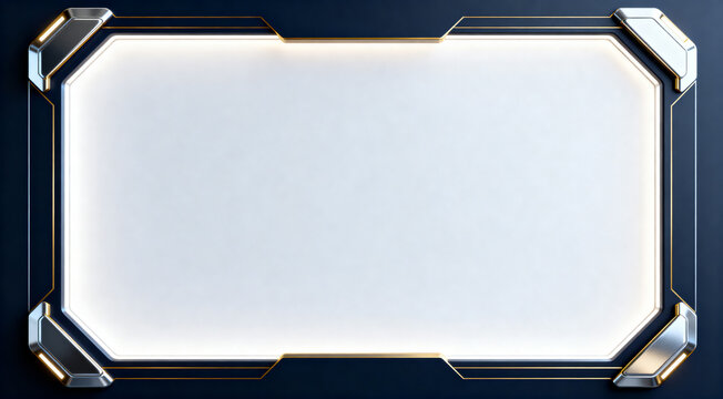Sleek and luminous futuristic technology frame with a blank screen for modern digital display or presentation background