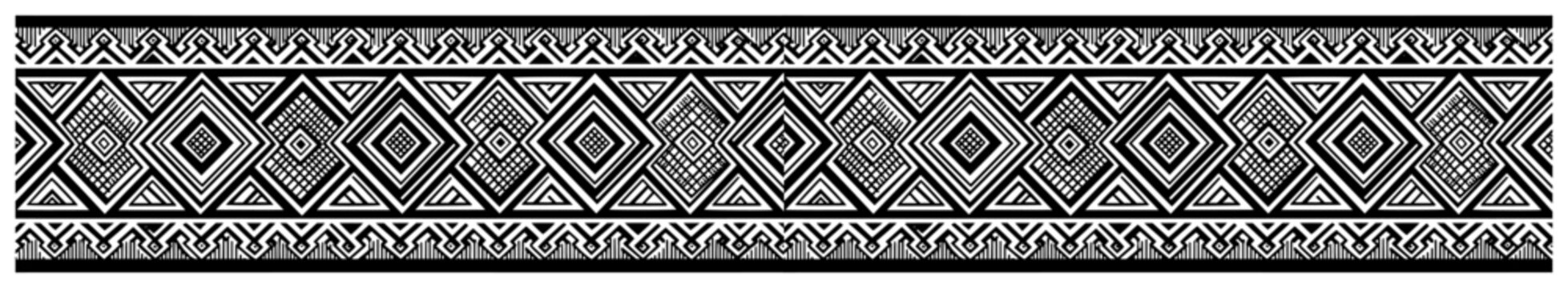 Intricate tribal geometric border with Aztec and Mayan ethnic patterns