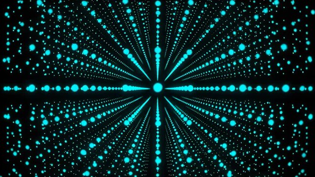 Quantum Particles Radiating from Center on Black Background
