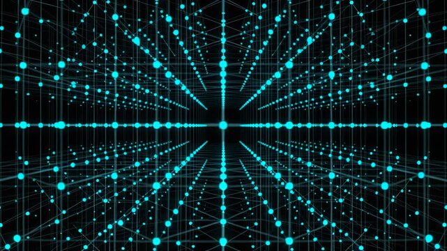 Quantum Network Abstract Digital Grid with Glowing Blue Nodes