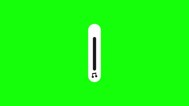Vertical Music Volume Slider Control Interface Animation on Green Screen