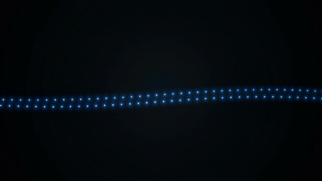 Quantum Wave of Blue Light Points on Dark Background