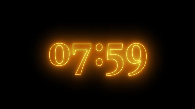 7-8 minutes countdown with black background. 7 Minute Digital Negative Countdown.